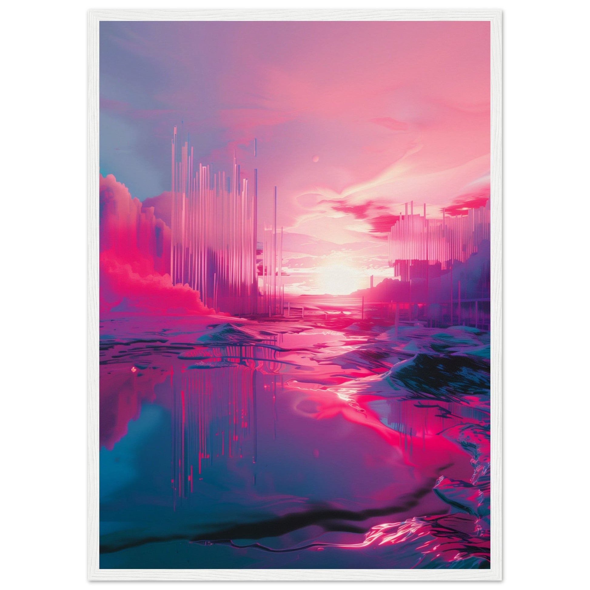 Affiche Rose Fluo ( 50x70-cm-Bois-blanc)