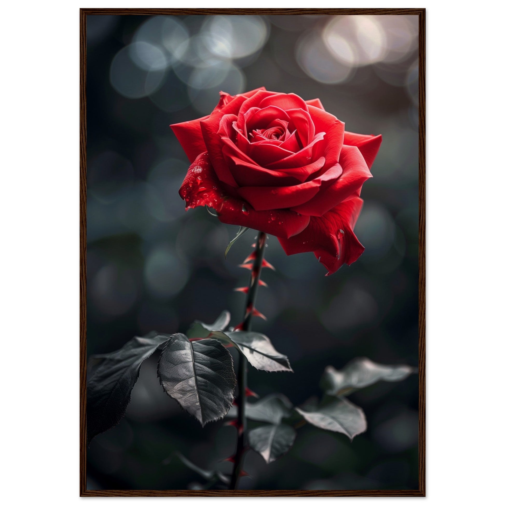 Affiche Rose Rouge ( 70x100-cm-Bois-foncé)