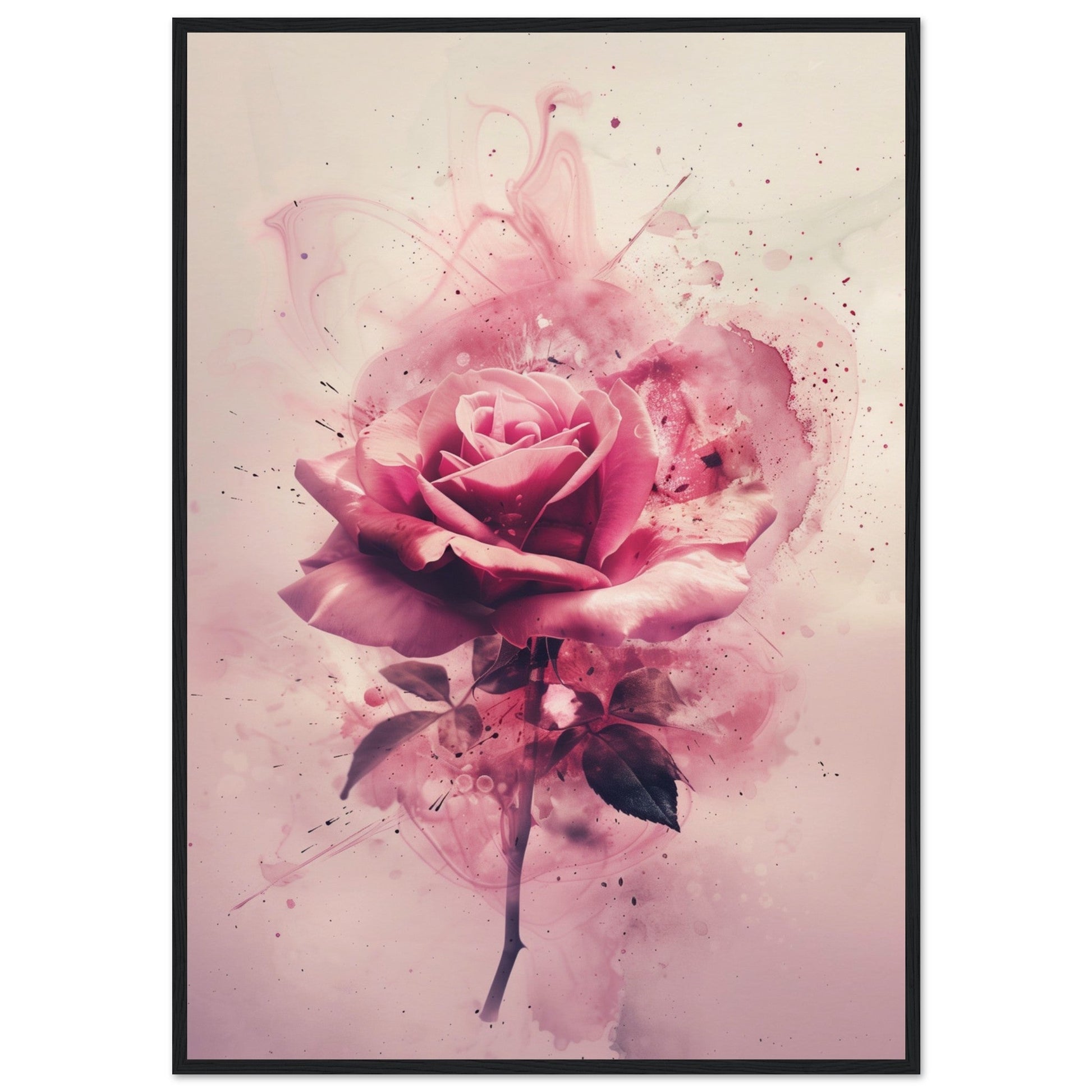 Affiche Rose ( 70x100-cm-Bois-noir)