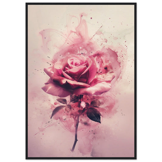 Affiche Rose ( 70x100-cm-Bois-noir)