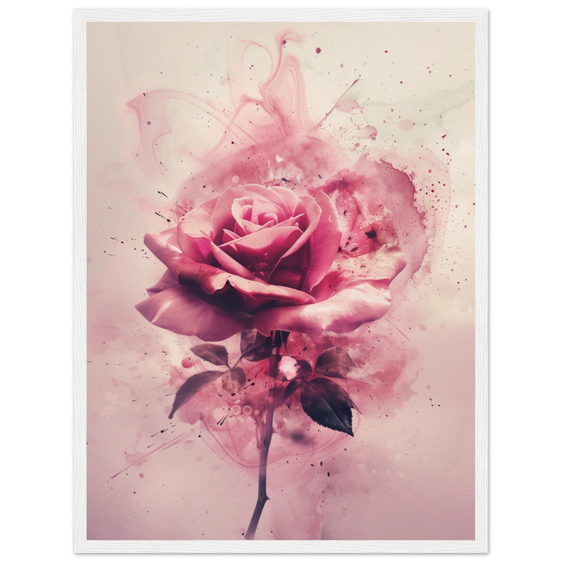 Affiche Rose ( 45x60-cm-Bois-blanc)