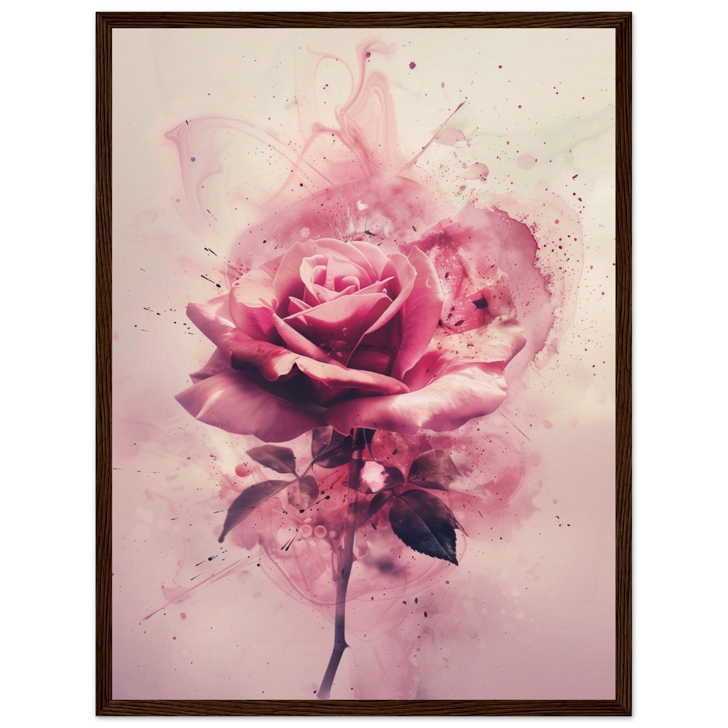 Affiche Rose ( 45x60-cm-Bois-foncé)