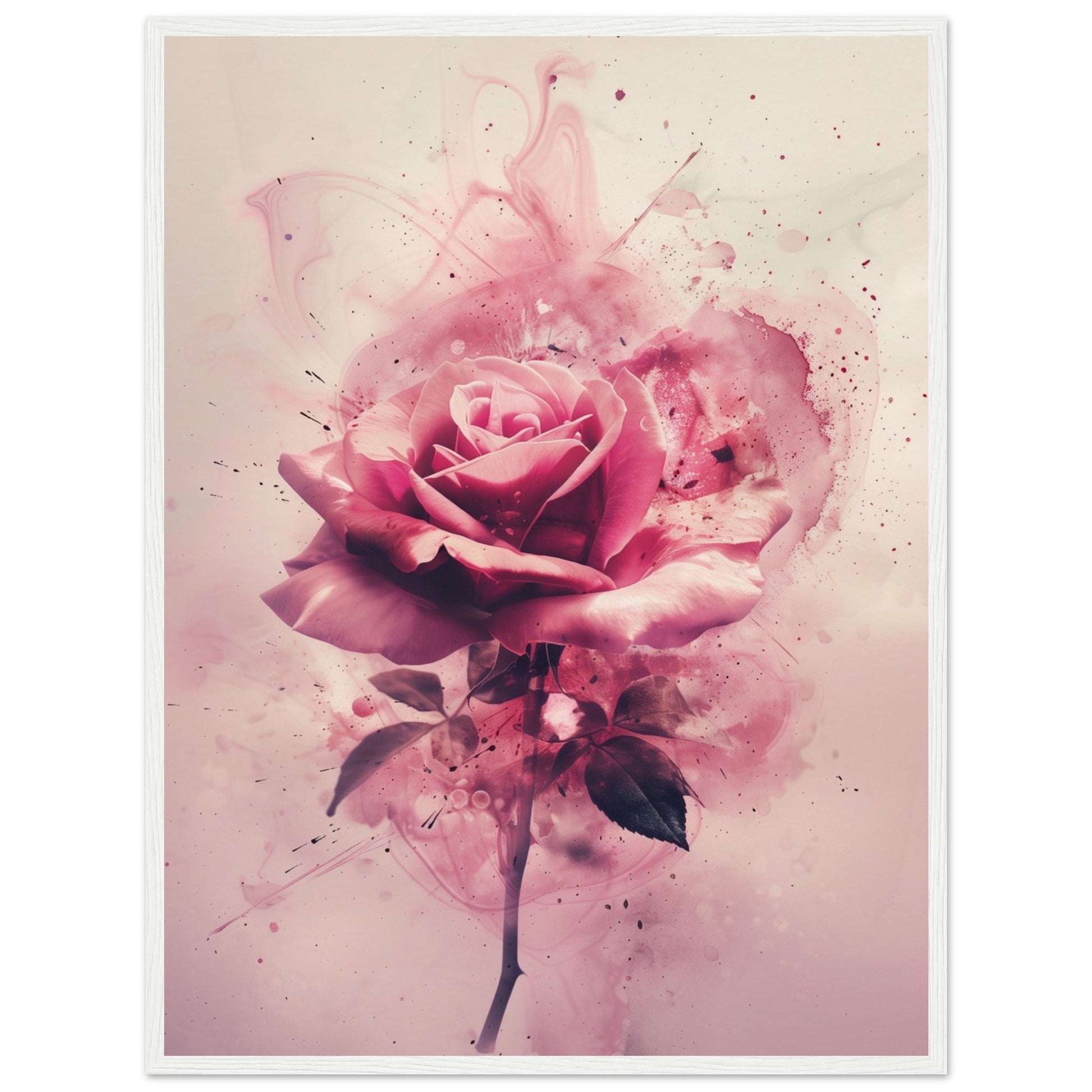 Affiche Rose ( 60x80-cm-Bois-blanc)