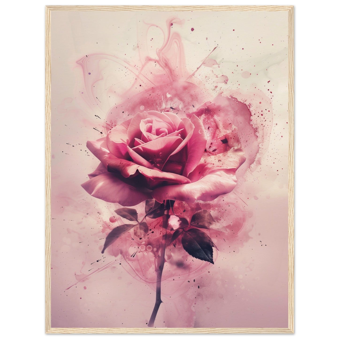 Affiche Rose ( 60x80-cm-Bois-clair)