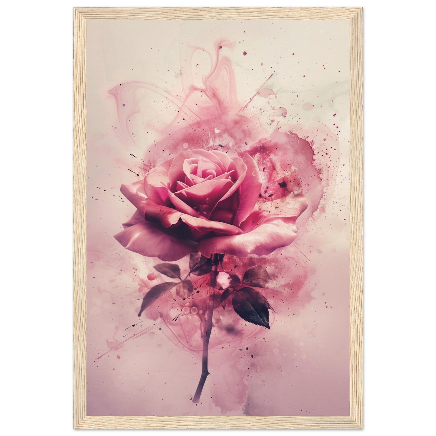 Affiche Rose ( 30x45-cm-Bois-clair)