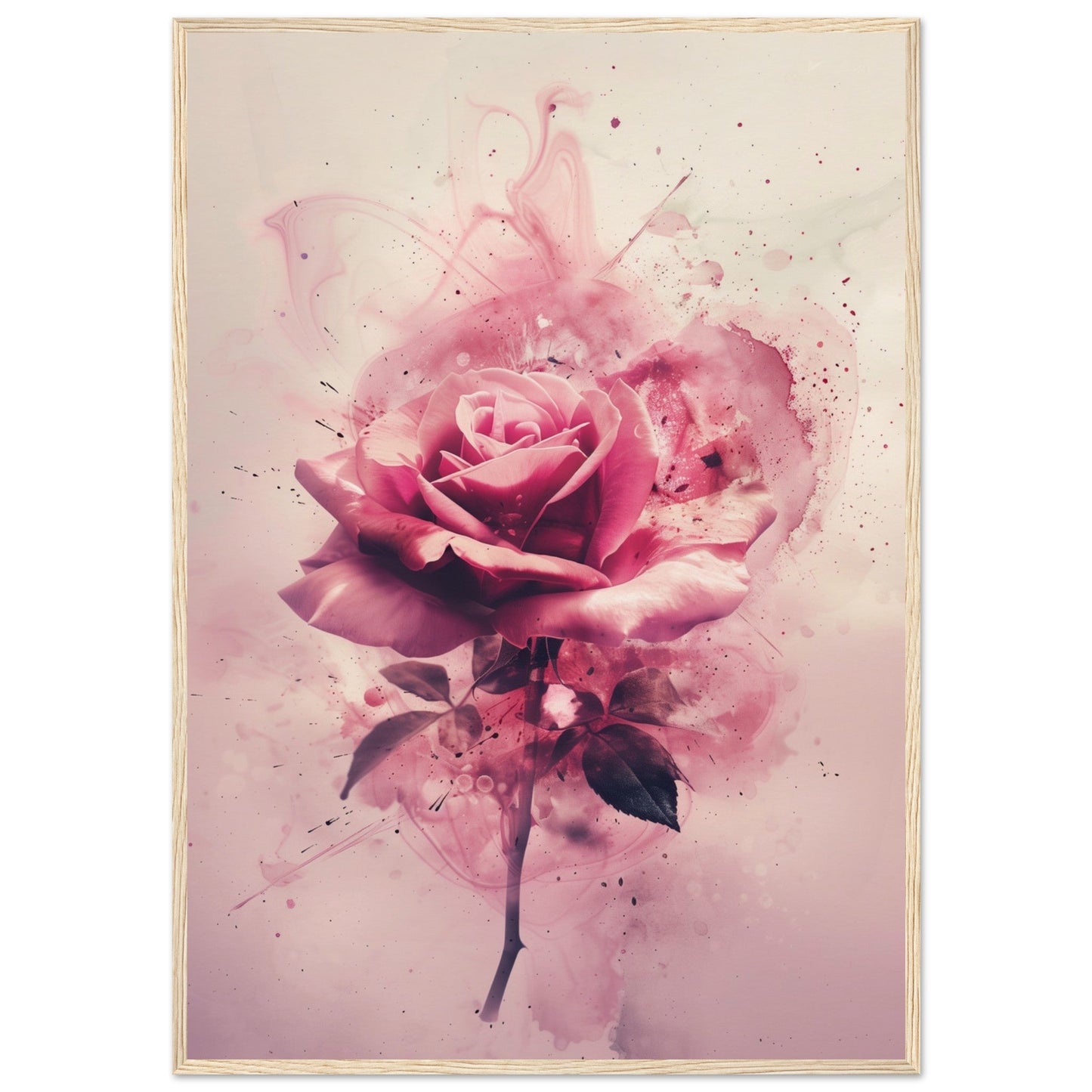 Affiche Rose ( 70x100-cm-Bois-clair)