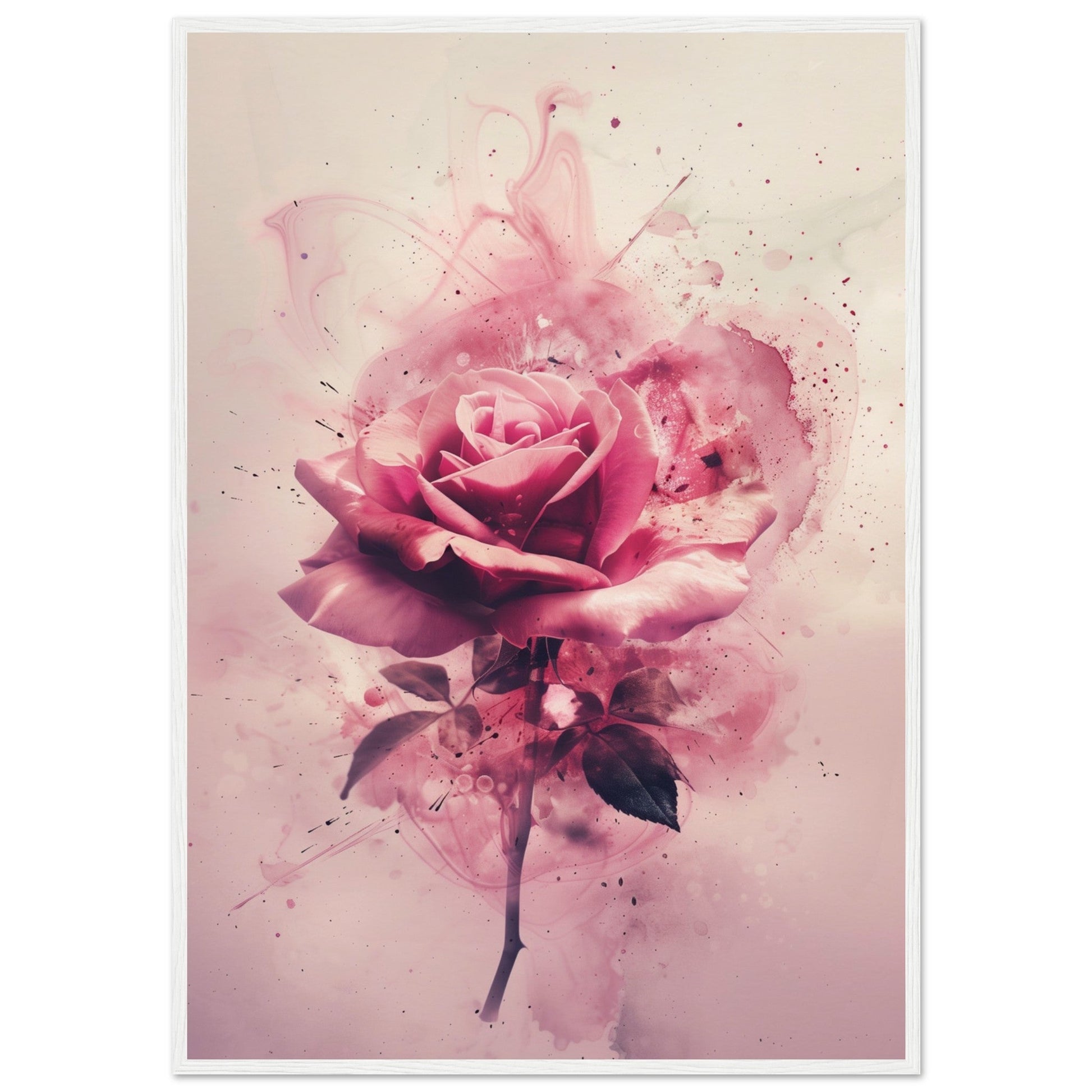 Affiche Rose ( 70x100-cm-Bois-blanc)