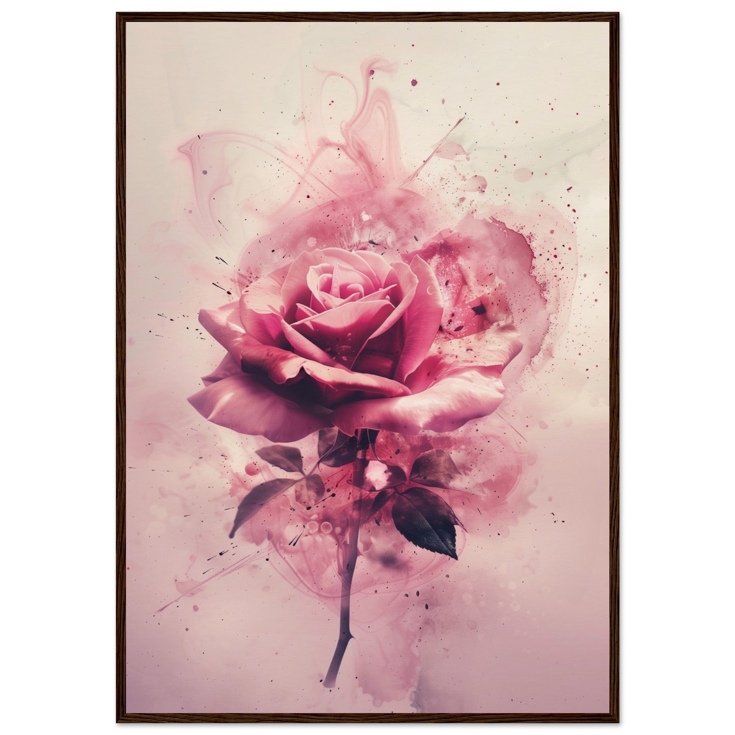 Affiche Rose ( 70x100-cm-Bois-foncé)