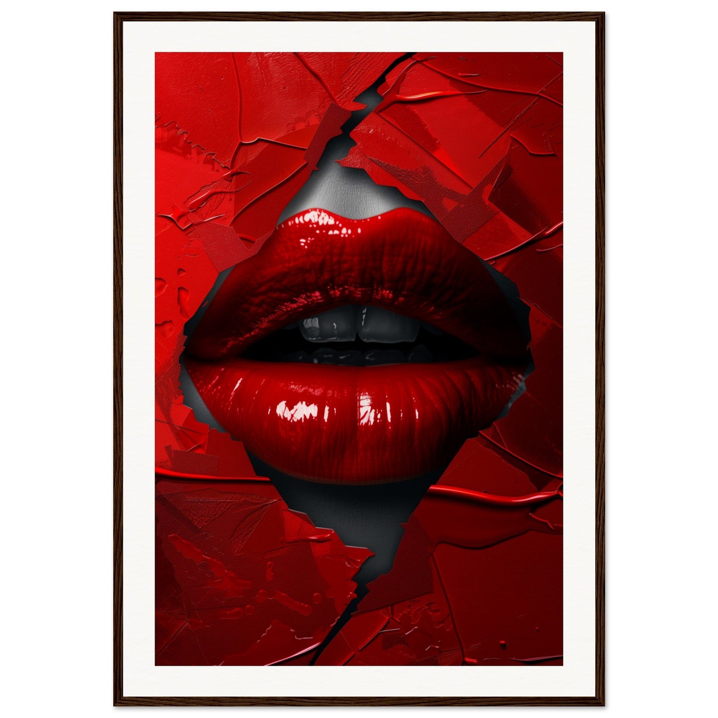 Affiche Rouge Baiser ( 70x100-cm-Bois-foncé)