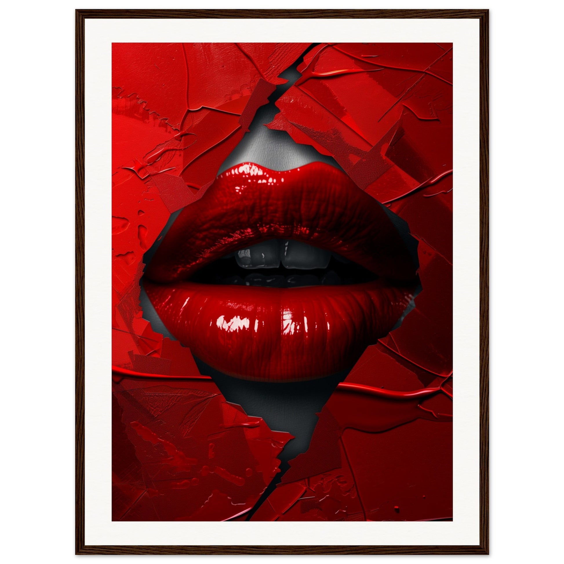 Affiche Rouge Baiser ( 60x80-cm-Bois-foncé)