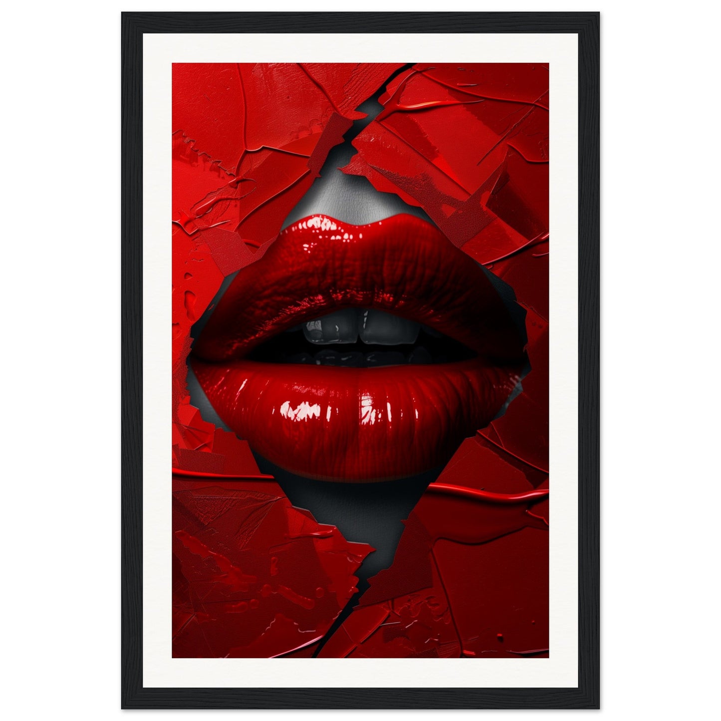 Affiche Rouge Baiser ( 30x45-cm-Bois-noir)