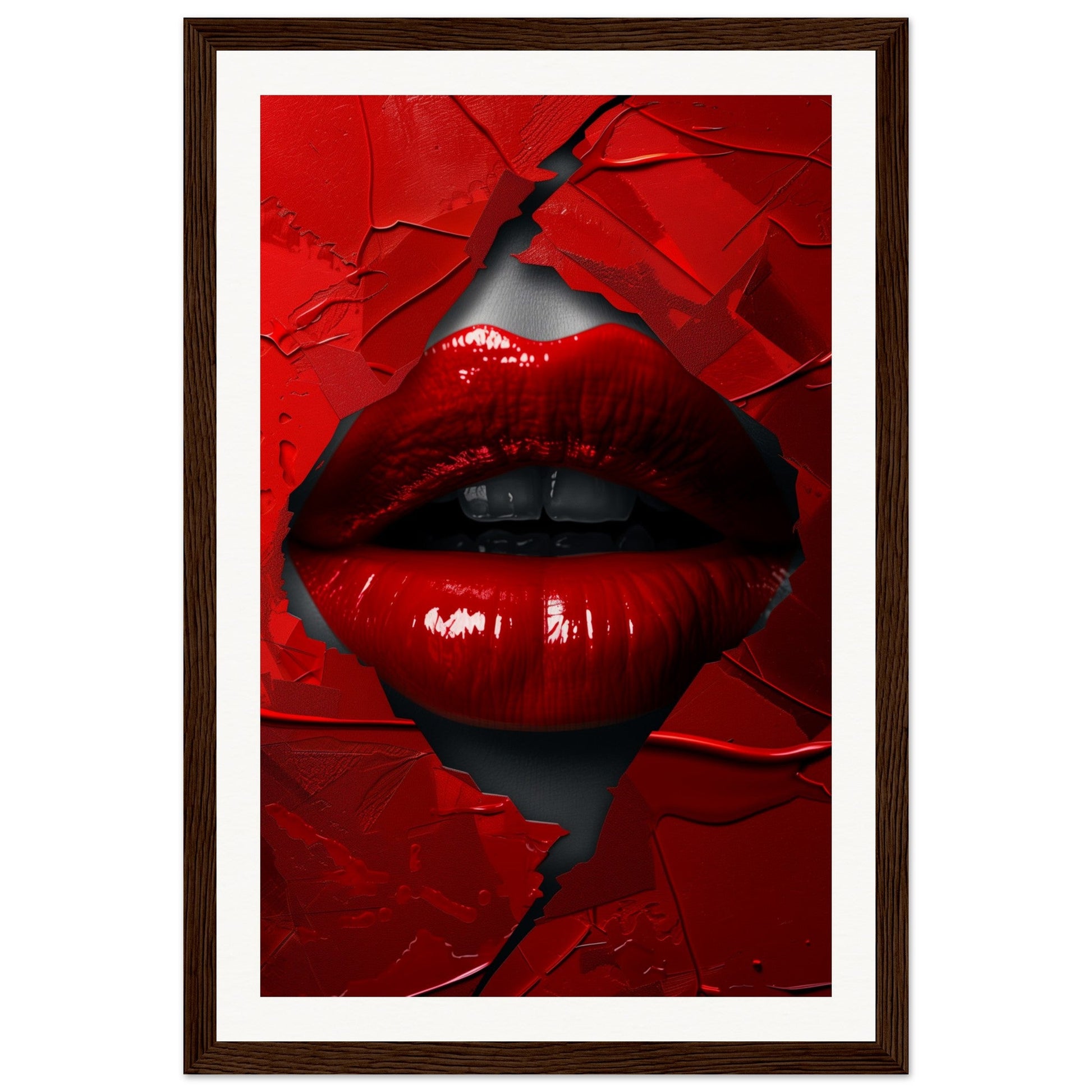 Affiche Rouge Baiser ( 30x45-cm-Bois-foncé)