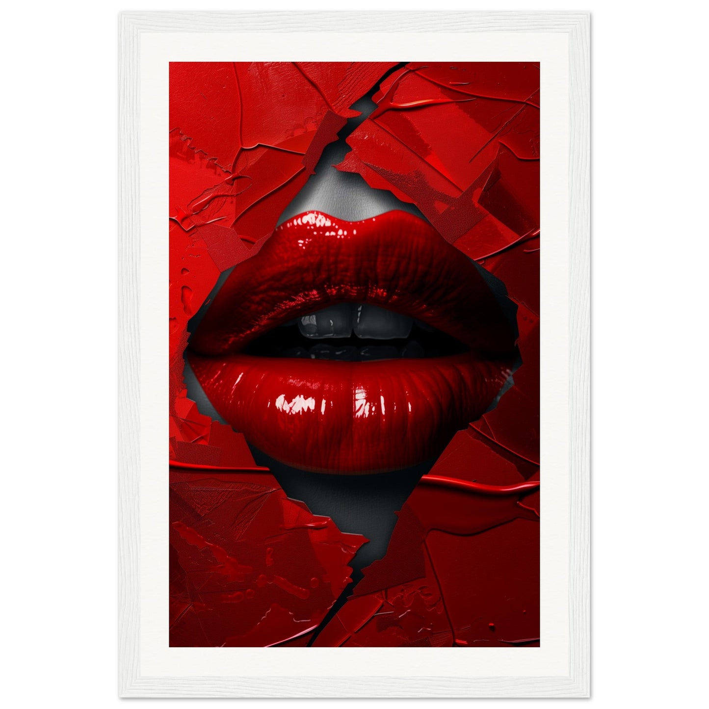 Affiche Rouge Baiser ( 30x45-cm-Bois-blanc)