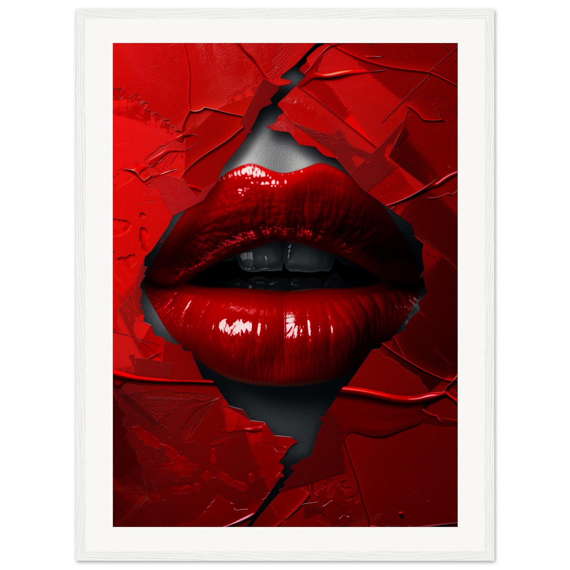 Affiche Rouge Baiser ( 60x80-cm-Bois-blanc)