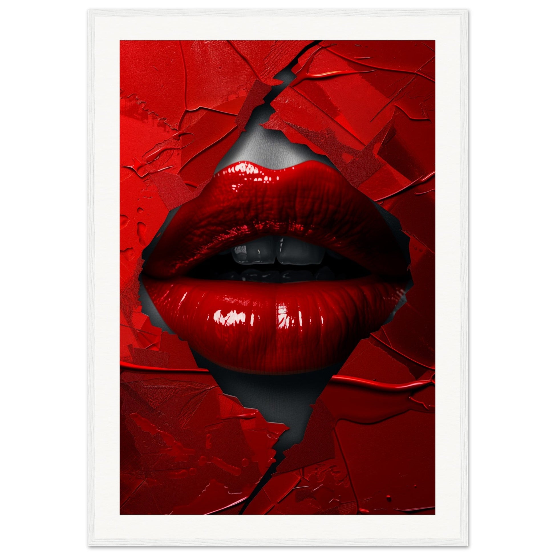 Affiche Rouge Baiser ( 70x100-cm-Bois-blanc)