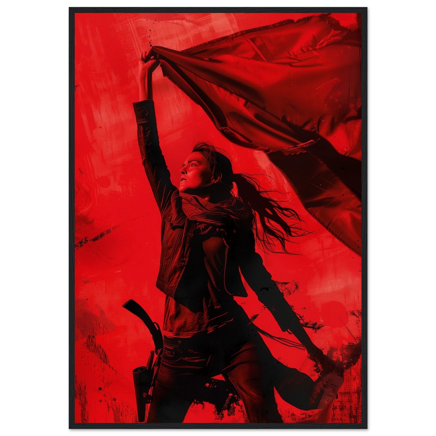 Affiche Rouge Résistance ( 70x100-cm-Bois-noir)