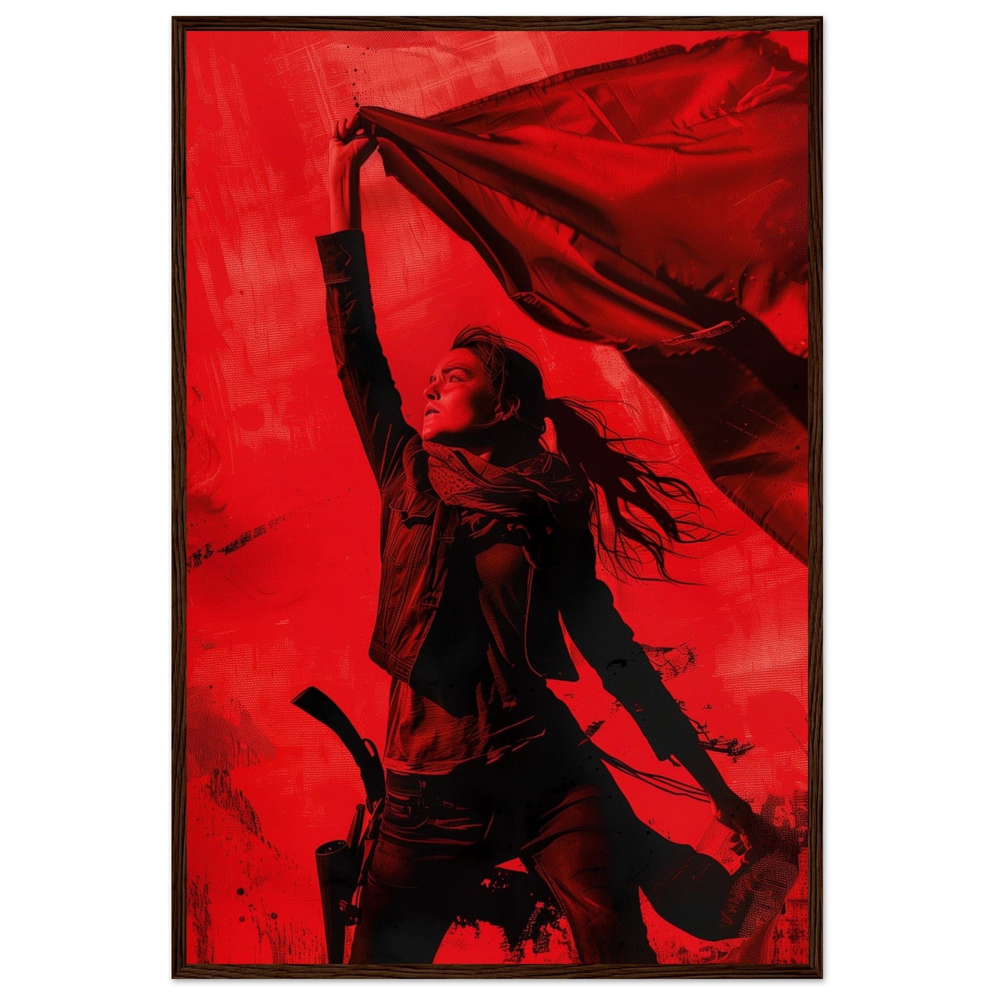 Affiche Rouge Résistance ( 60x90-cm-Bois-foncé)