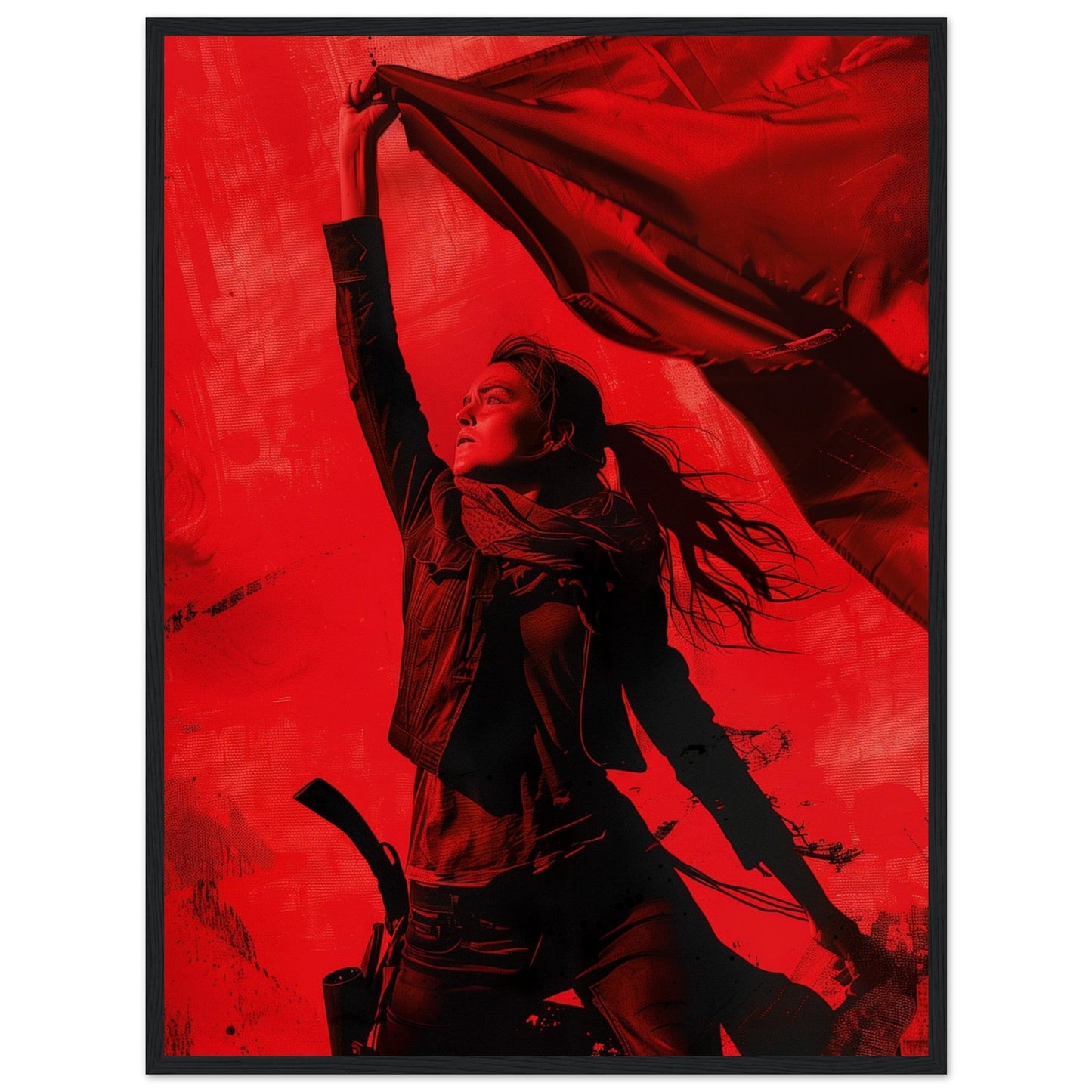 Affiche Rouge Résistance ( 60x80-cm-Bois-noir)