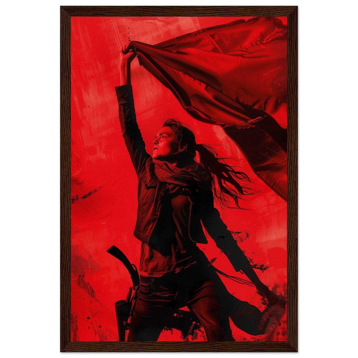 Affiche Rouge Résistance ( 30x45-cm-Bois-foncé)