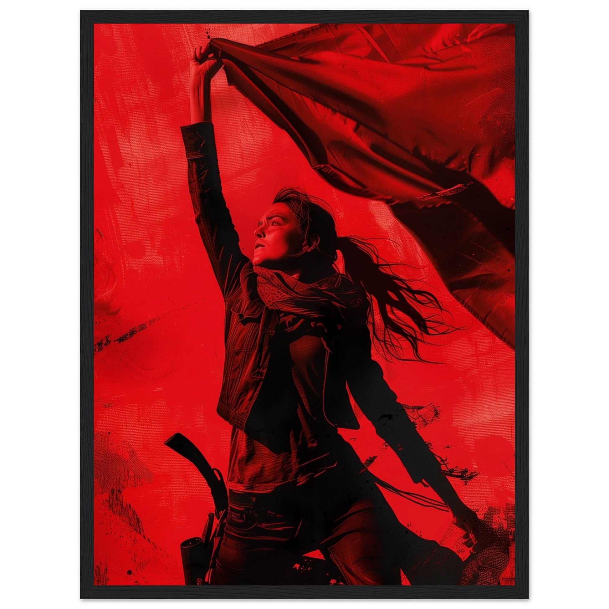 Affiche Rouge Résistance ( 45x60-cm-Bois-noir)