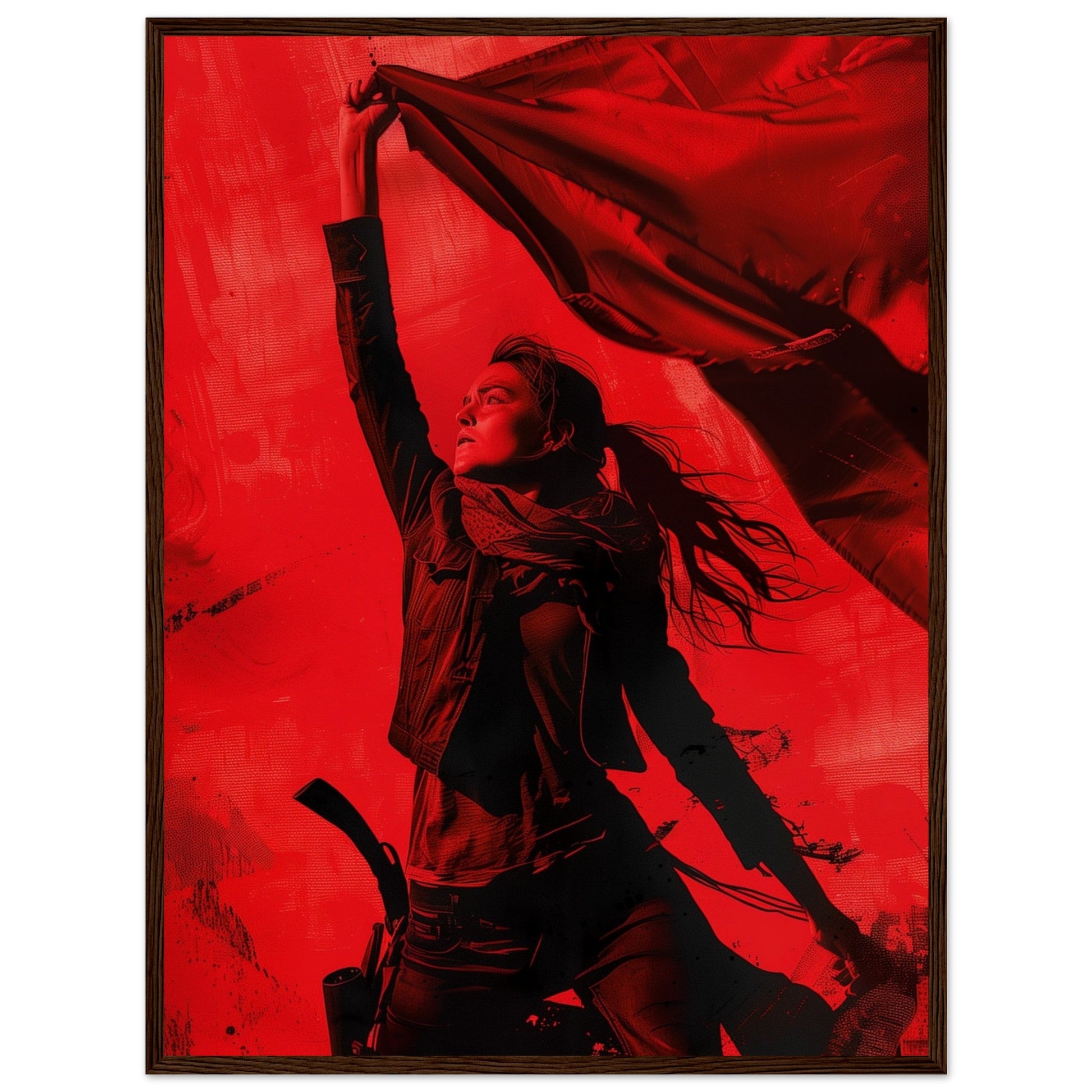 Affiche Rouge Résistance ( 60x80-cm-Bois-foncé)