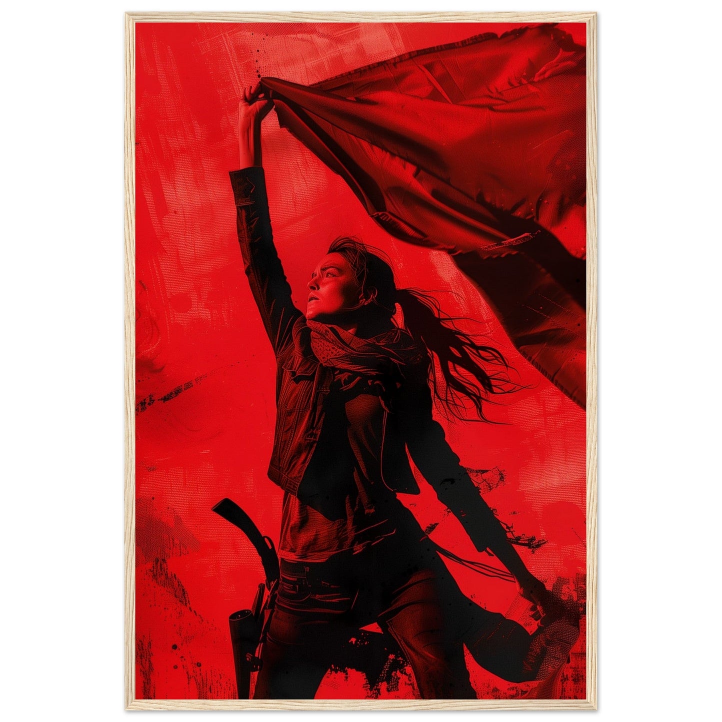 Affiche Rouge Résistance ( 60x90-cm-Bois-clair)