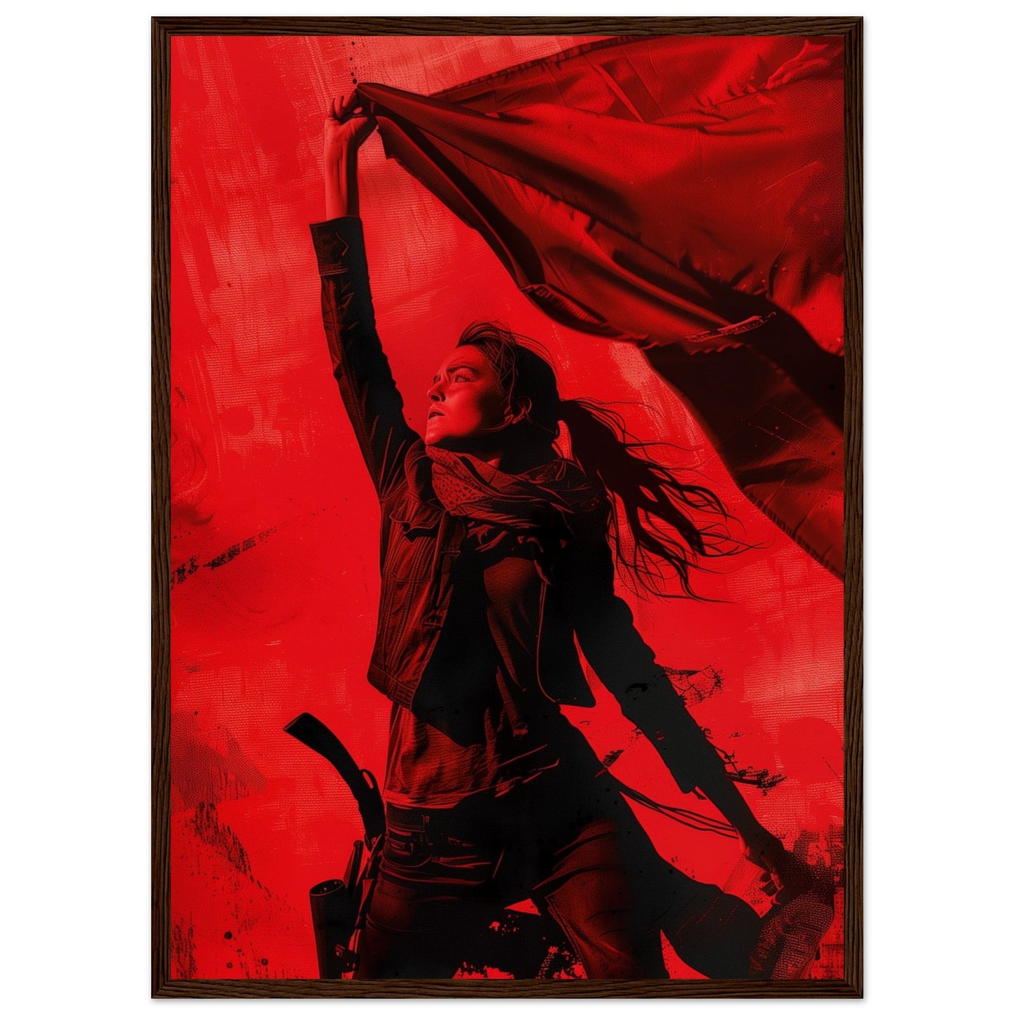 Affiche Rouge Résistance ( 50x70-cm-Bois-foncé)