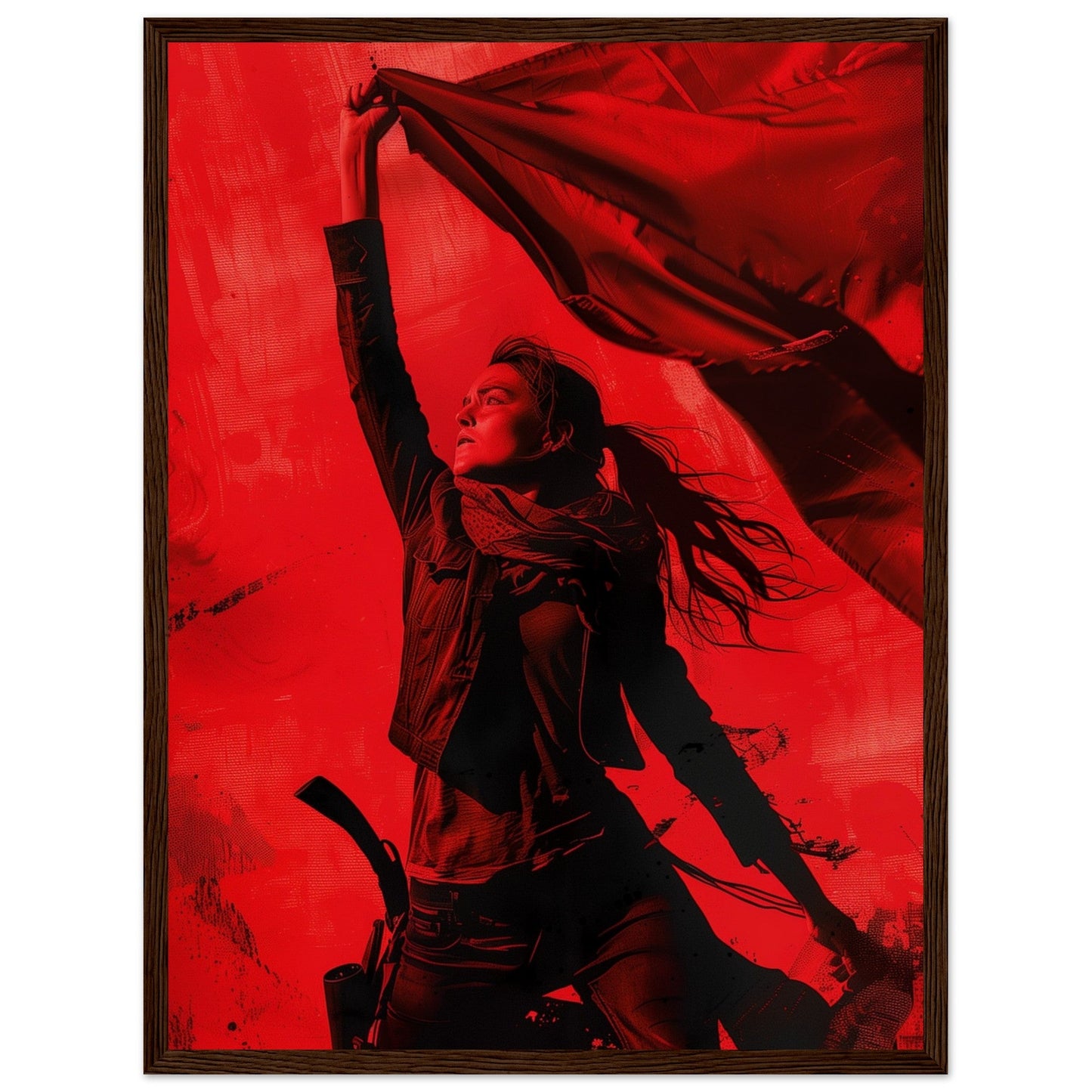 Affiche Rouge Résistance ( 45x60-cm-Bois-foncé)