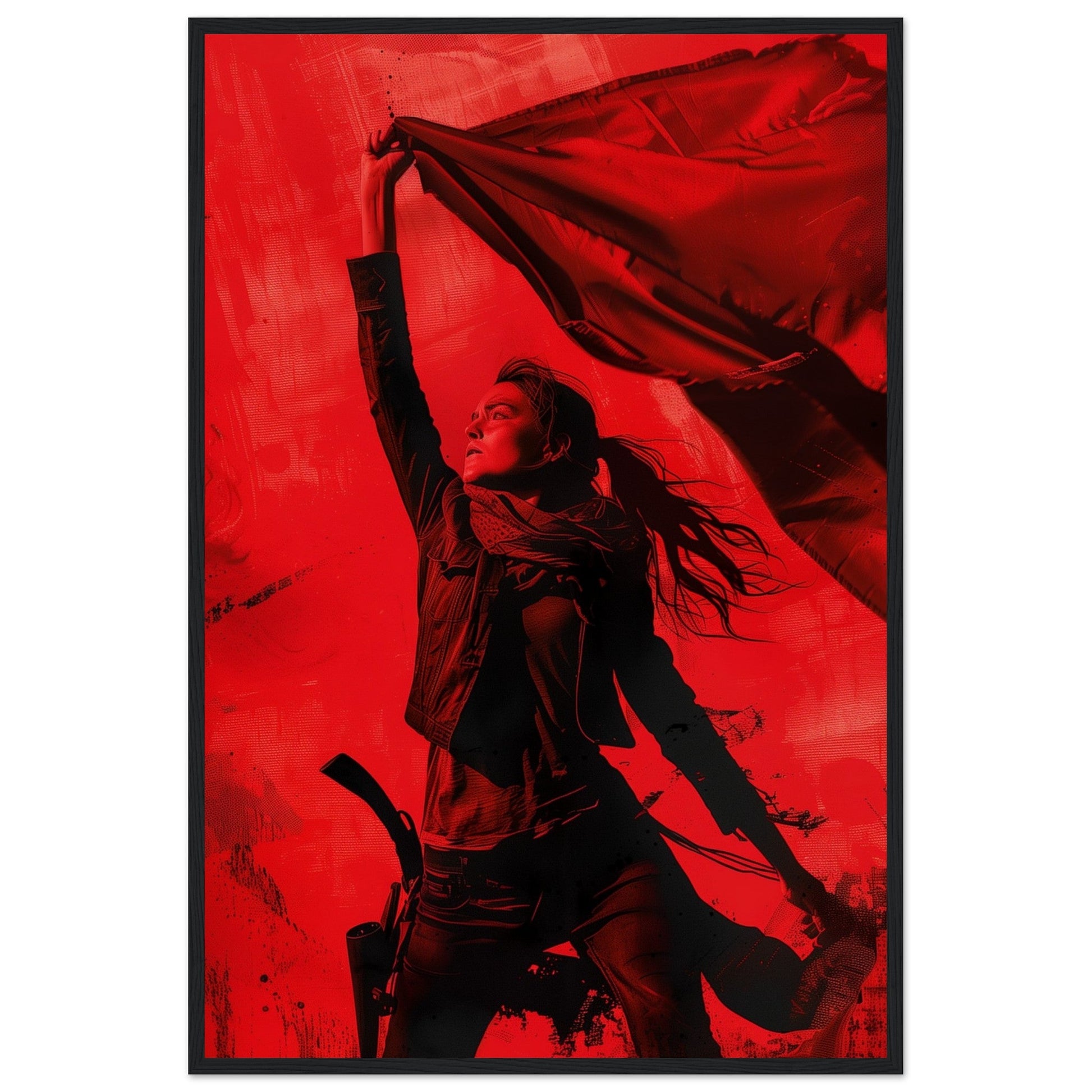 Affiche Rouge Résistance ( 60x90-cm-Bois-noir)