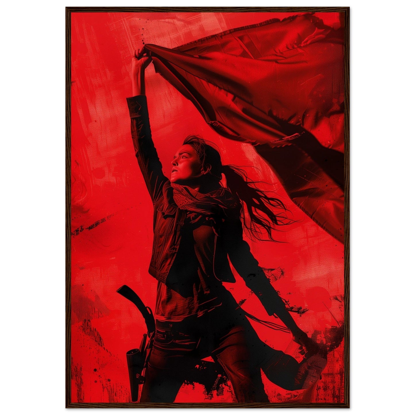 Affiche Rouge Résistance ( 70x100-cm-Bois-foncé)