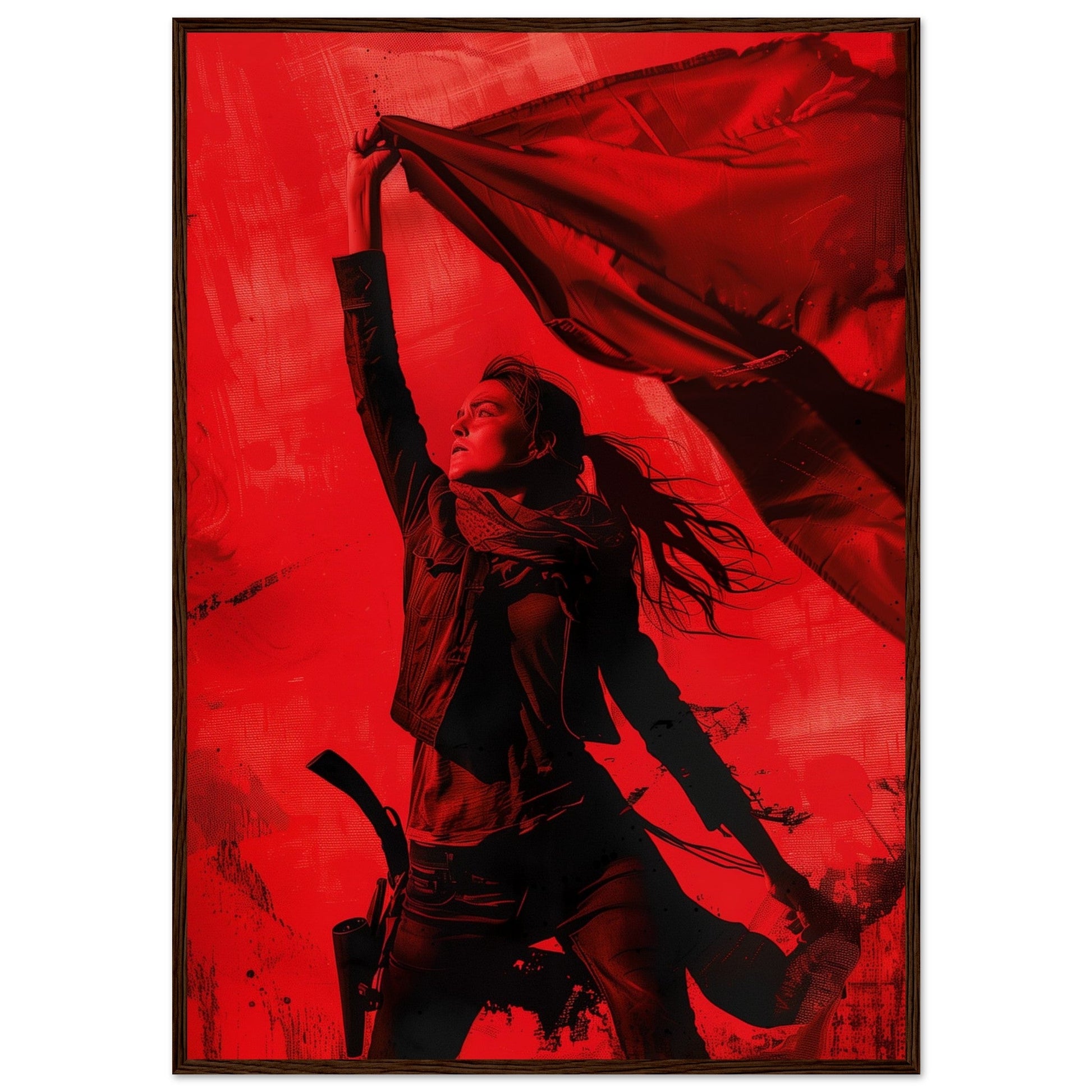 Affiche Rouge Résistance ( 70x100-cm-Bois-foncé)