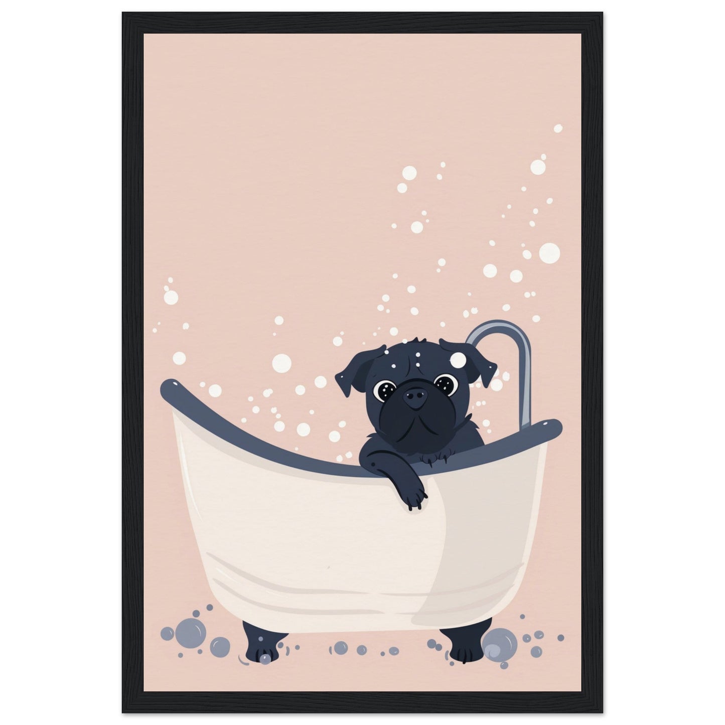 Affiche Salle de Bain Rose ( 30x45-cm-Bois-noir)