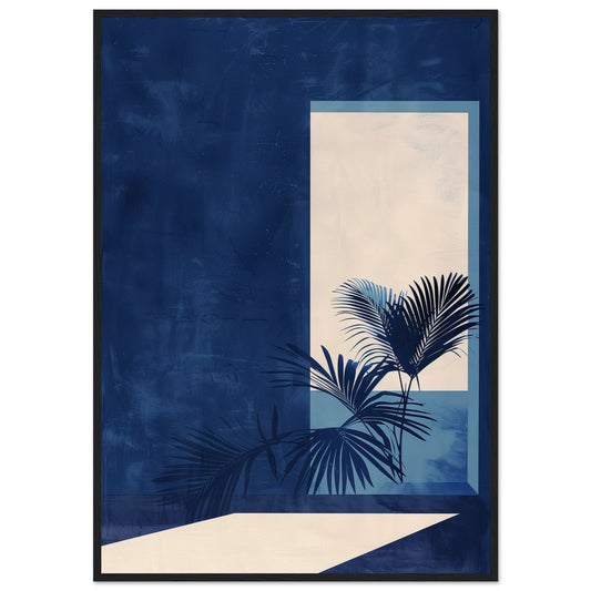 Affiche Scandinave Bleu ( 70x100-cm-Bois-noir)