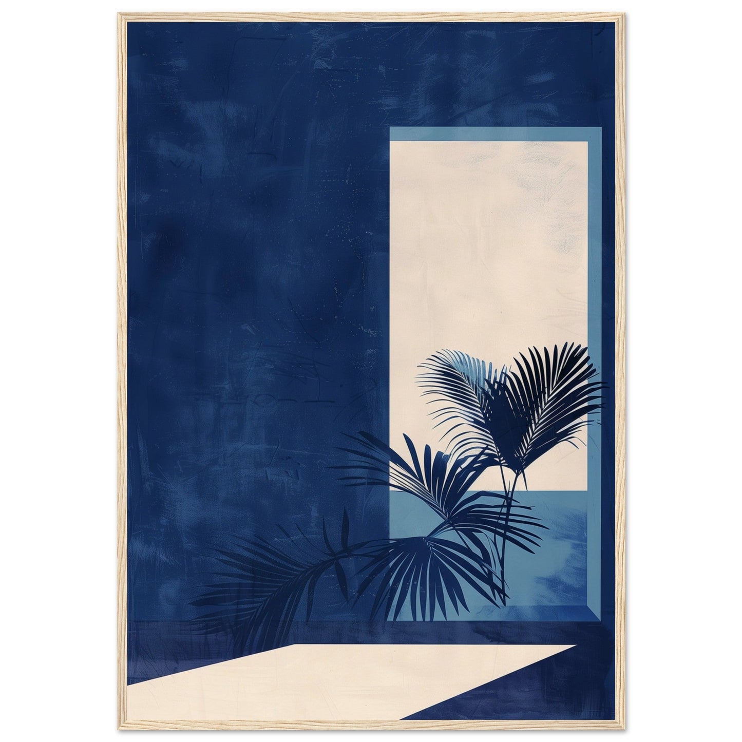 Affiche Scandinave Bleu ( 70x100-cm-Bois-clair)