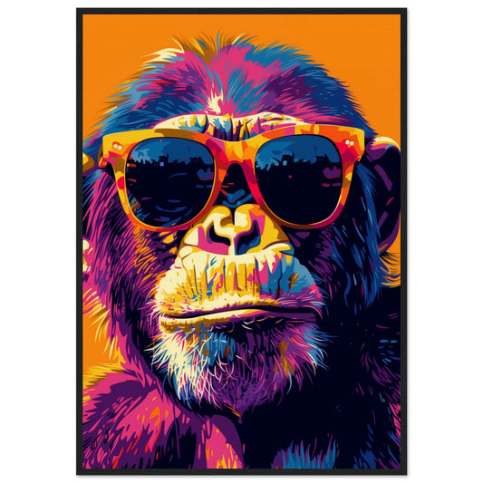 Affiche Singe Pop Art ( Bois-noir-70x100-cm)