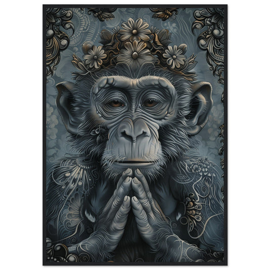 Affiche Singe de la Sagesse ( 70x100-cm-Bois-noir)