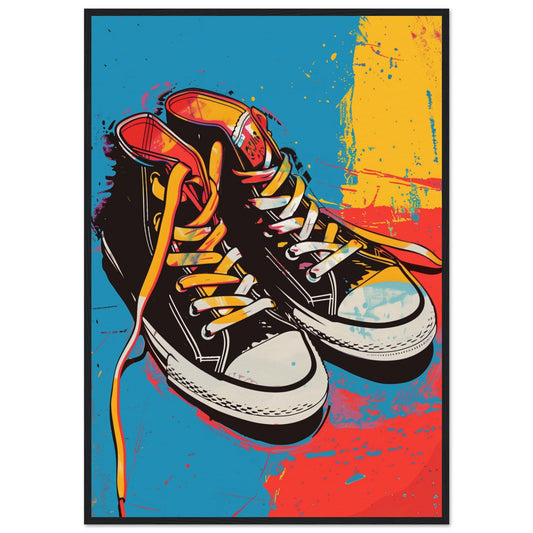 Affiche Sneakers Art ( 70x100-cm-Bois-noir)