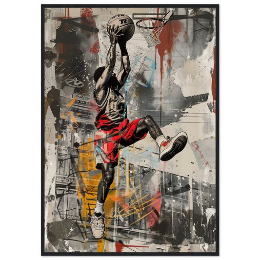 Affiche Street Art Basket ( 70x100-cm-Bois-noir)