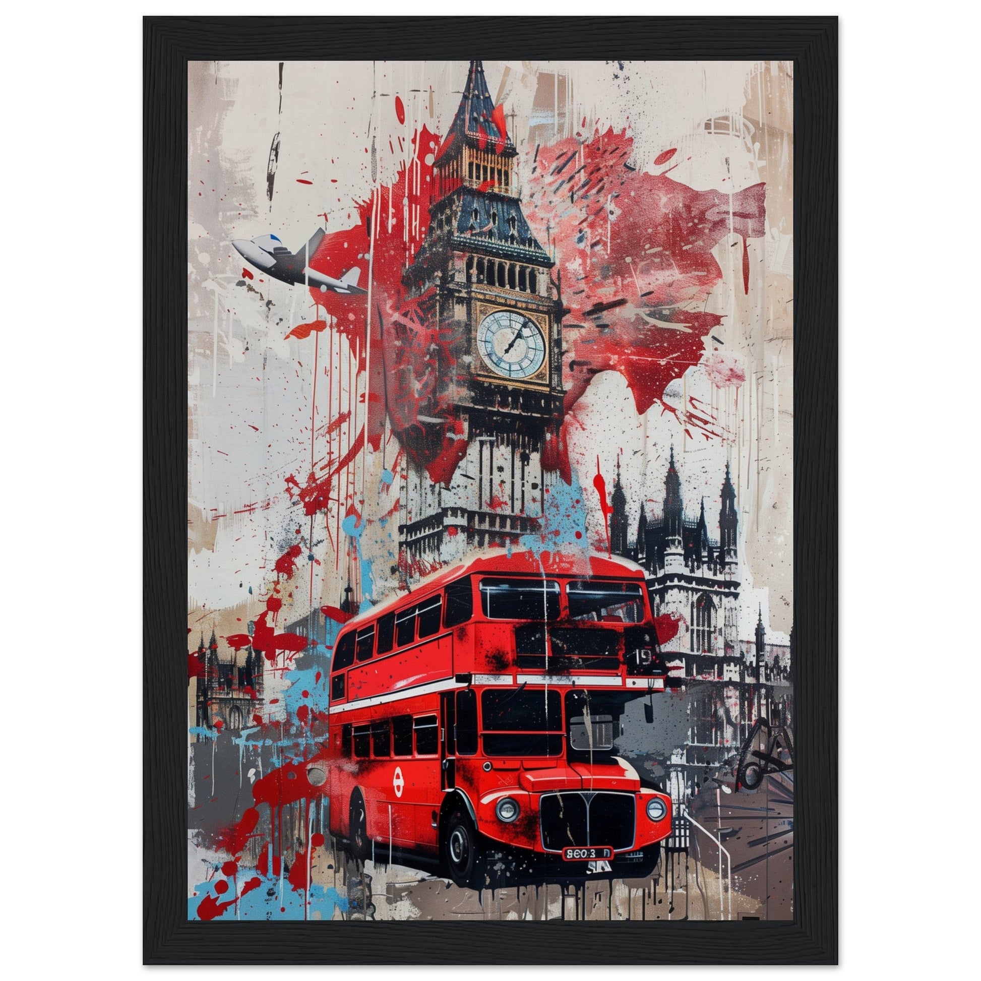 Affiche Street Art Londres ( 21x29.7-cm-Bois-noir)