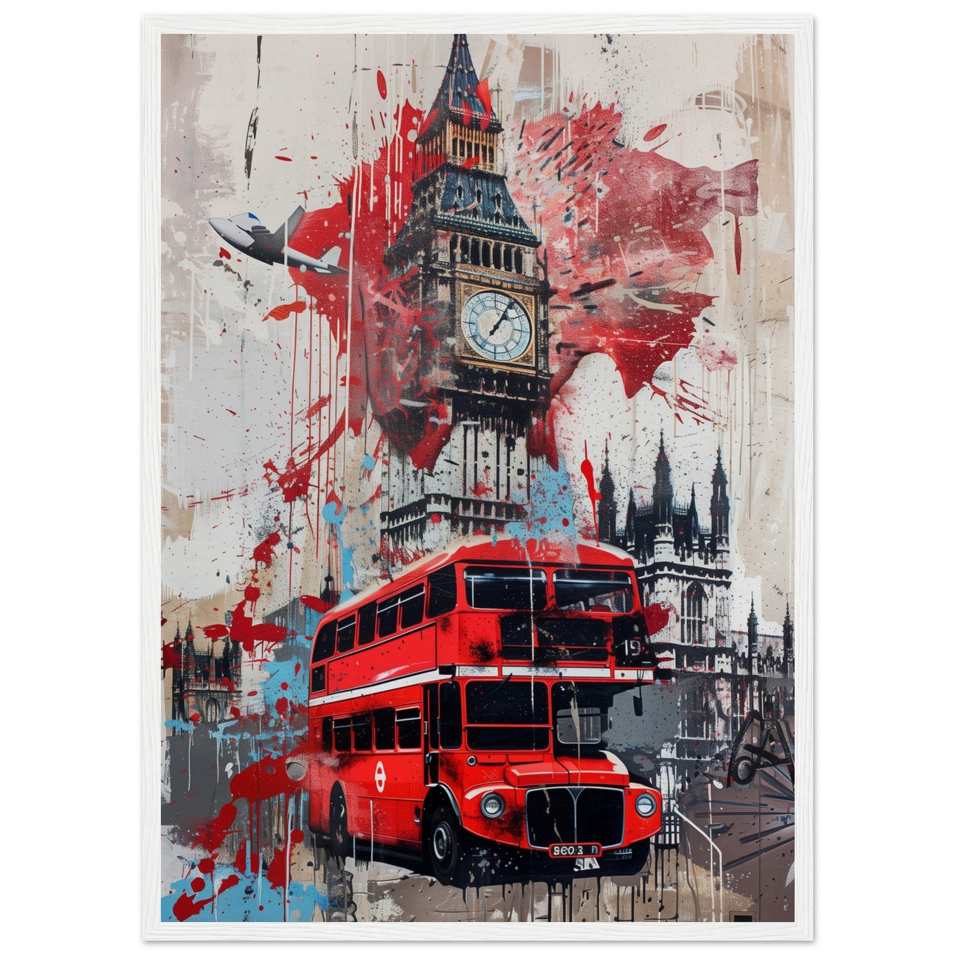 Affiche Street Art Londres ( 50x70-cm-Bois-blanc)