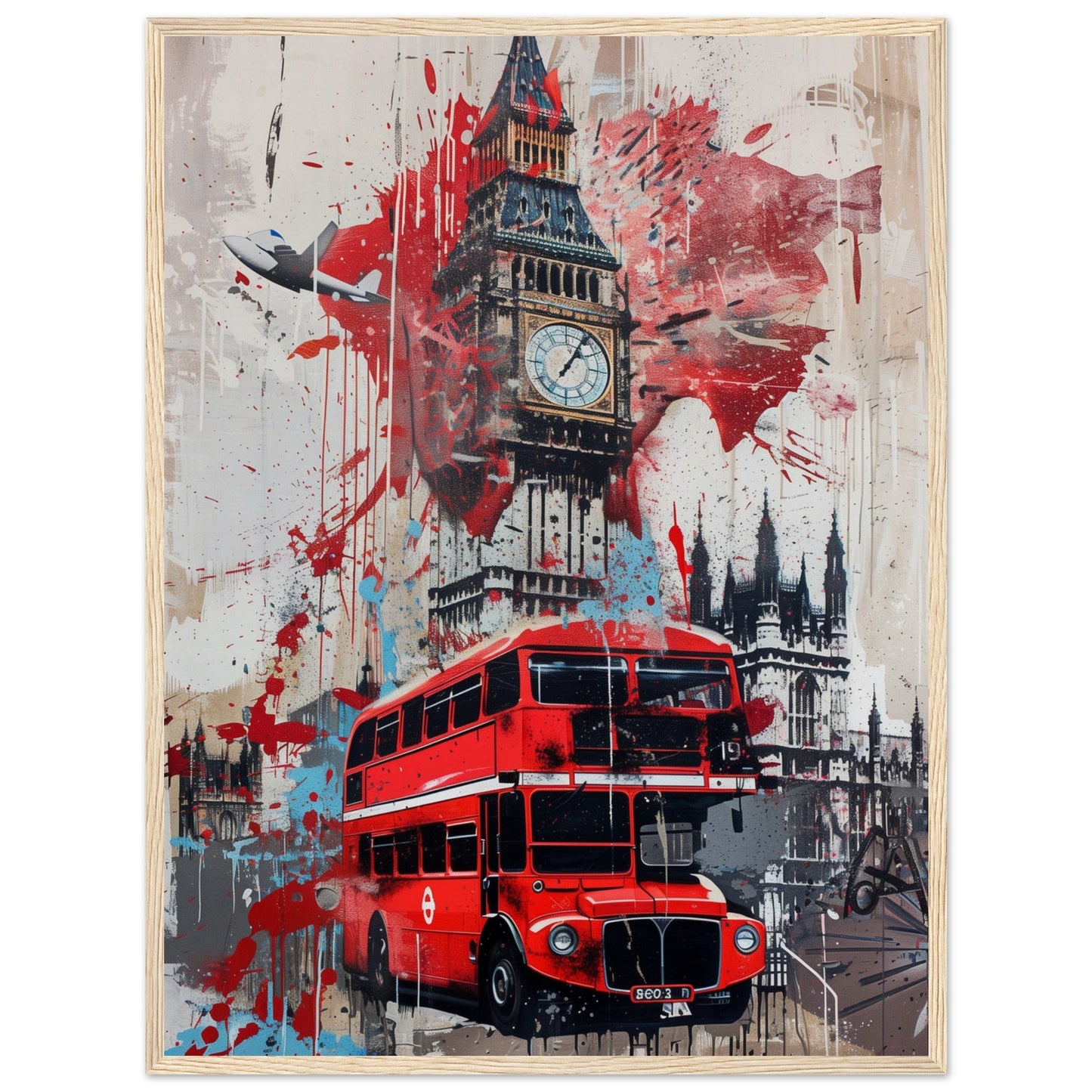 Affiche Street Art Londres ( 60x80-cm-Bois-clair)