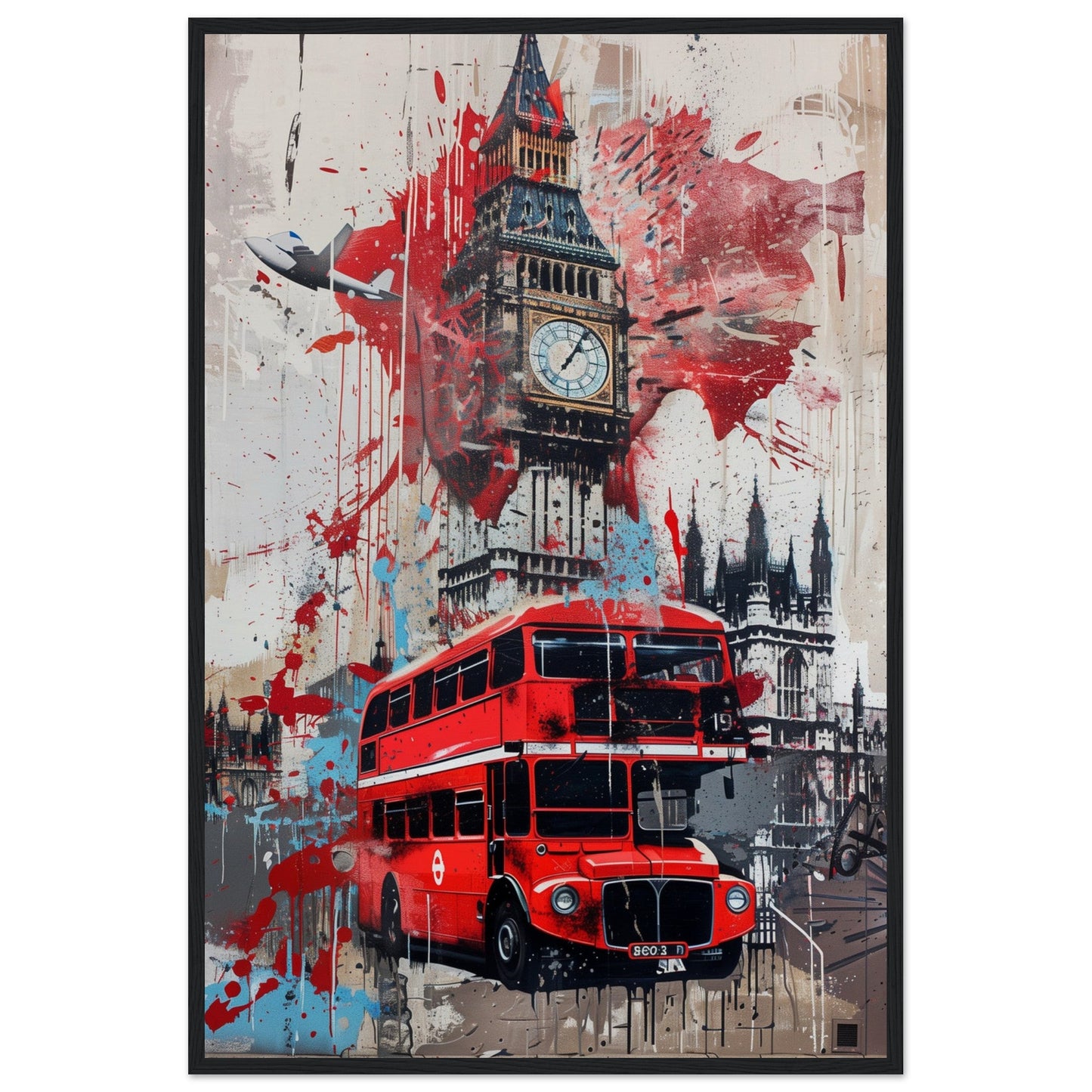 Affiche Street Art Londres ( 60x90-cm-Bois-noir)