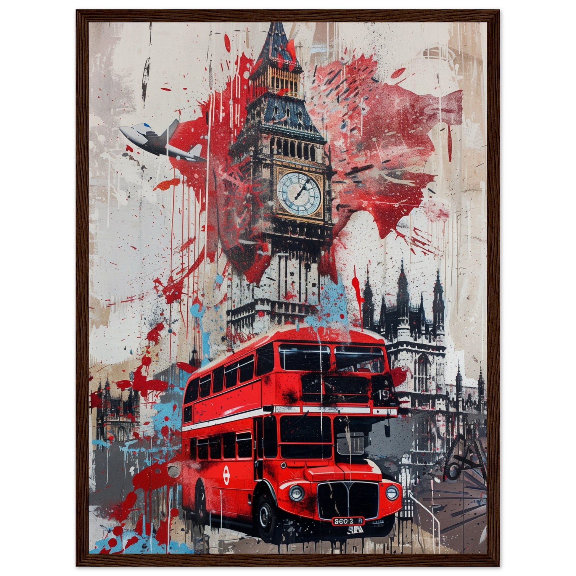 Affiche Street Art Londres ( 45x60-cm-Bois-foncé)