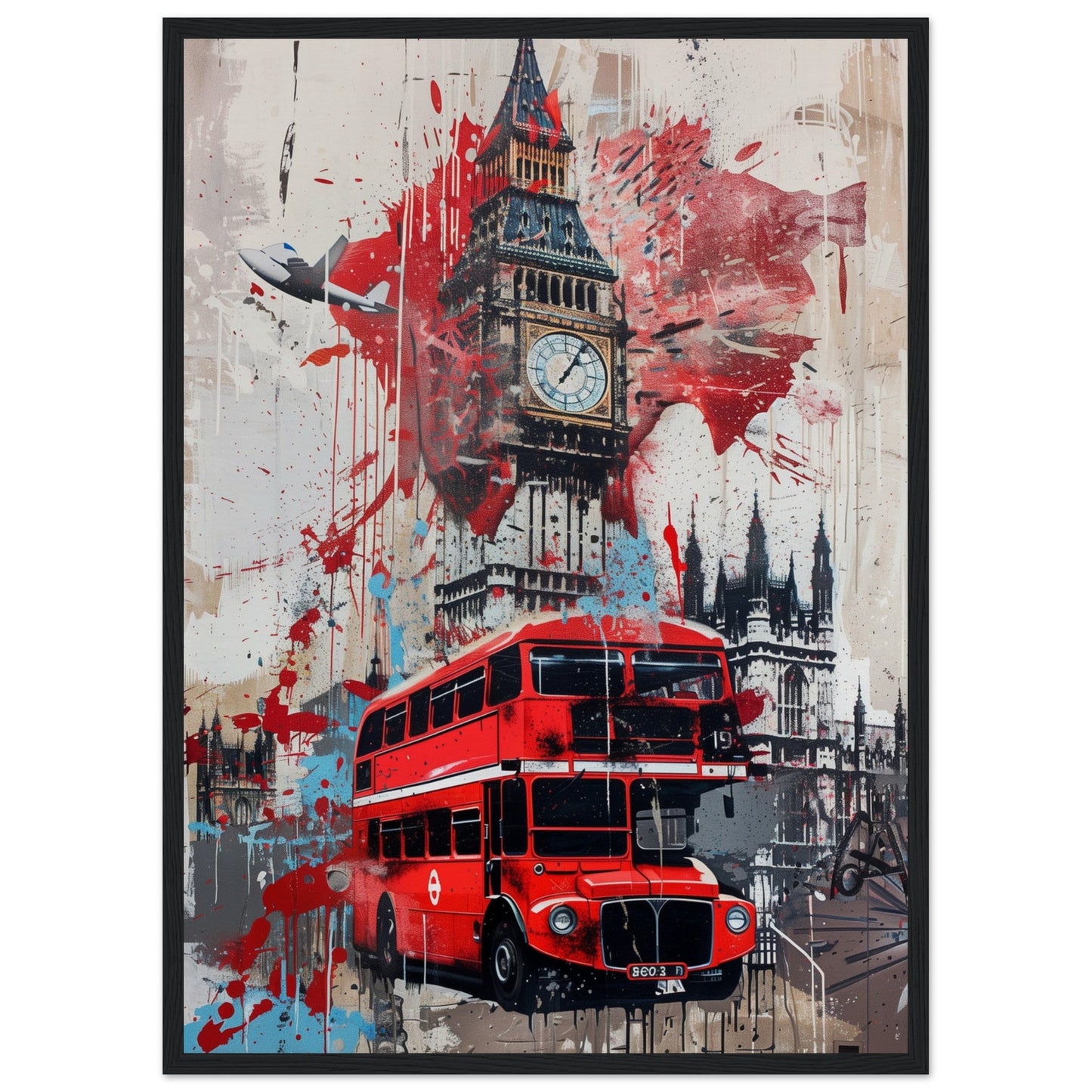 Affiche Street Art Londres ( 50x70-cm-Bois-noir)