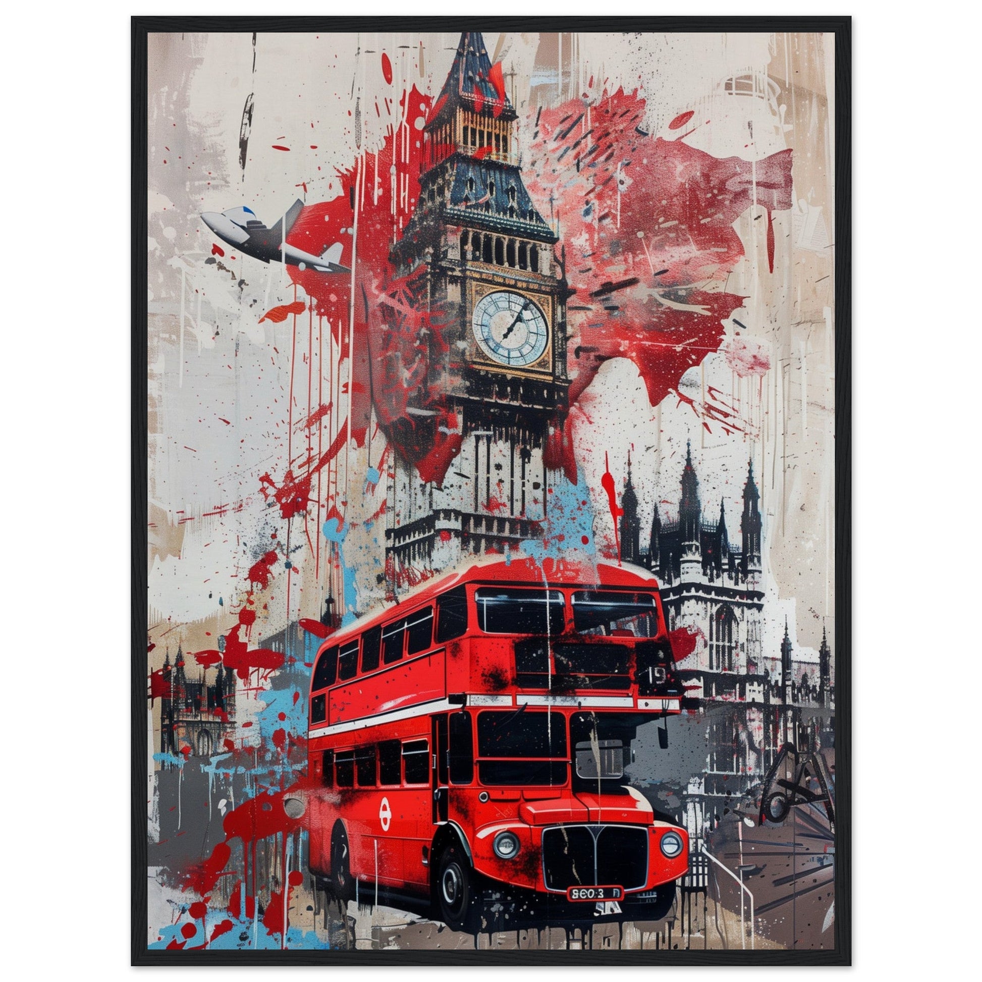 Affiche Street Art Londres ( 60x80-cm-Bois-noir)