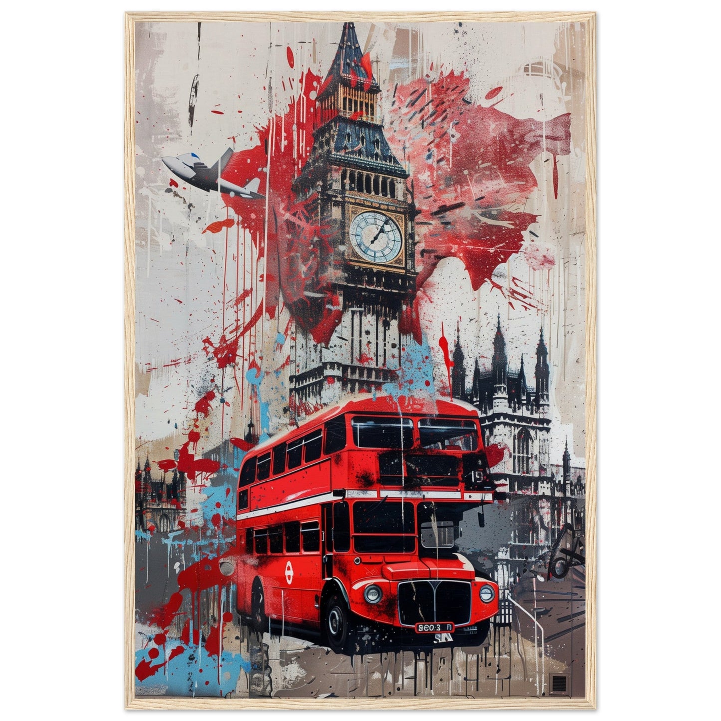 Affiche Street Art Londres ( 60x90-cm-Bois-clair)