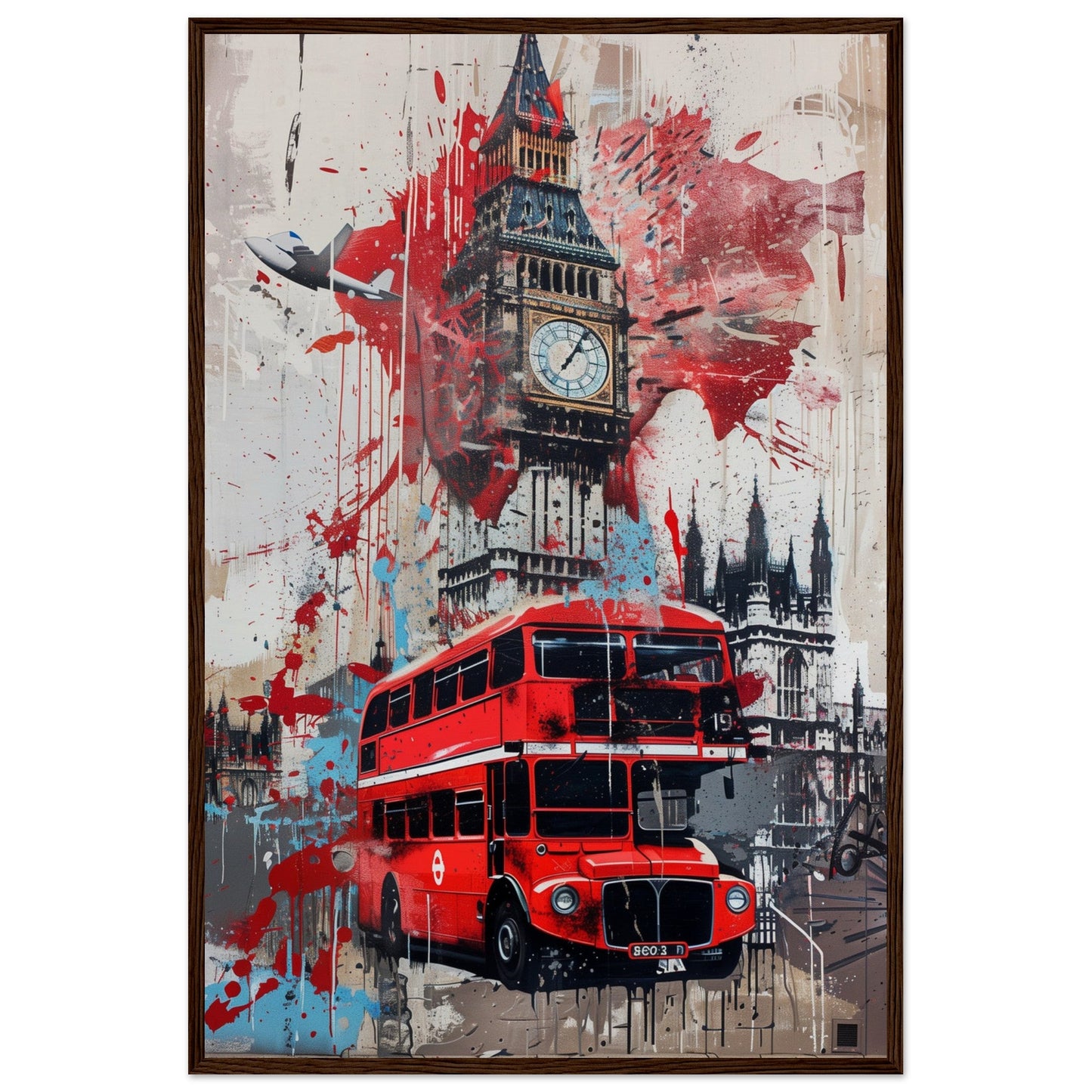 Affiche Street Art Londres ( 60x90-cm-Bois-foncé)