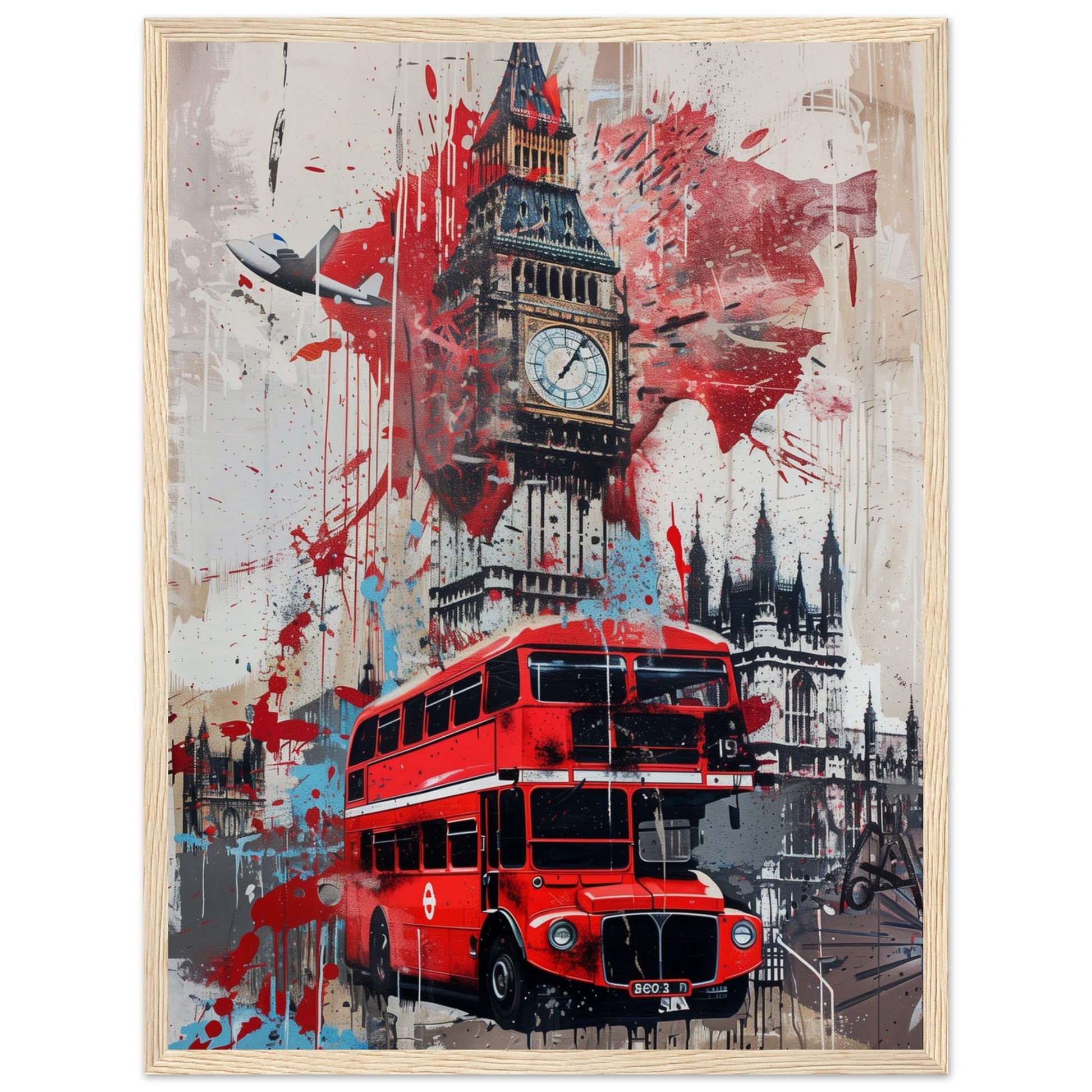 Affiche Street Art Londres ( 45x60-cm-Bois-clair)