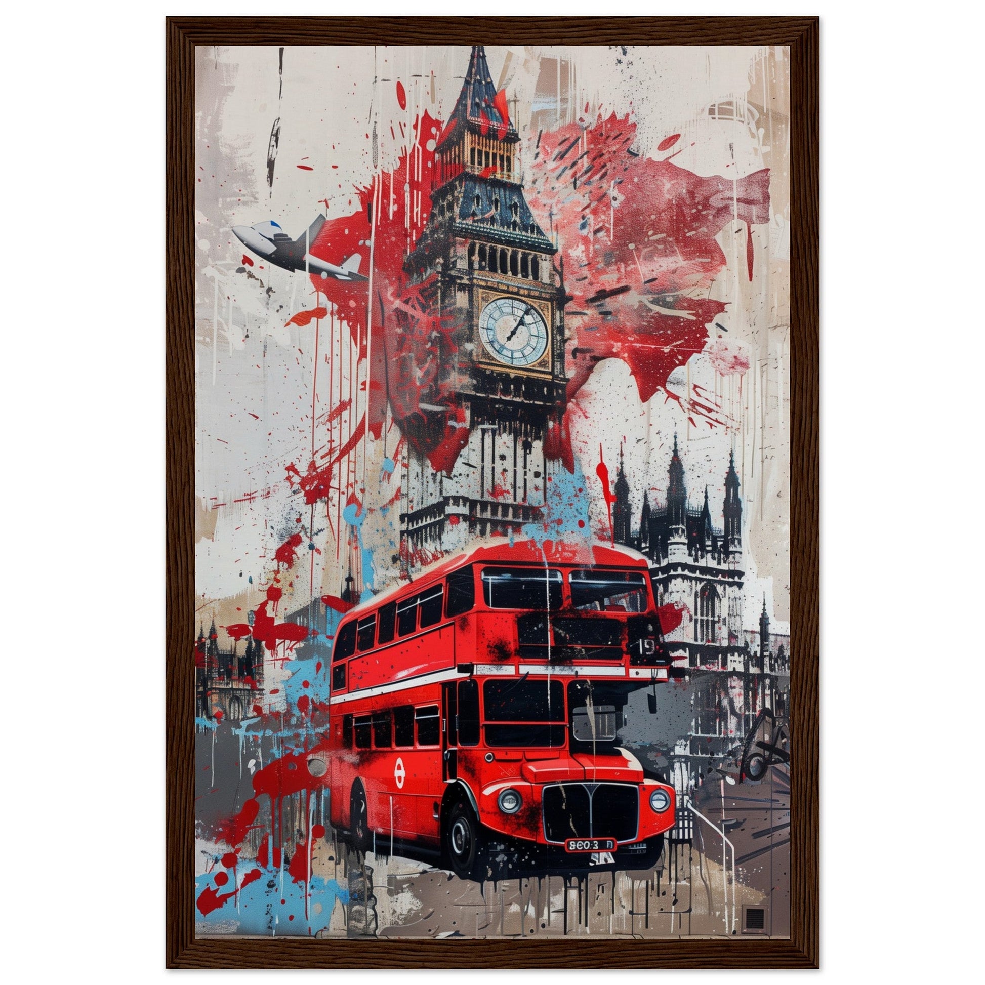 Affiche Street Art Londres ( 30x45-cm-Bois-foncé)