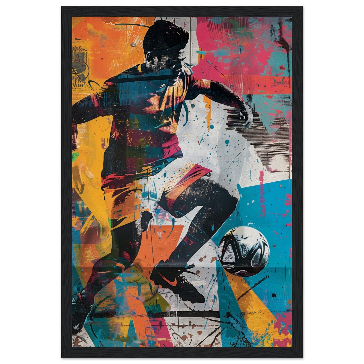 Affiche Street Art Sport ( 30x45-cm-Bois-noir)